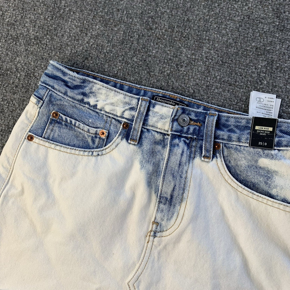 Abercrombie & Fitch Women's Micro Mini Skirt Bleached Denim Raw Jean Size 25/0 - Picture 8 of 12